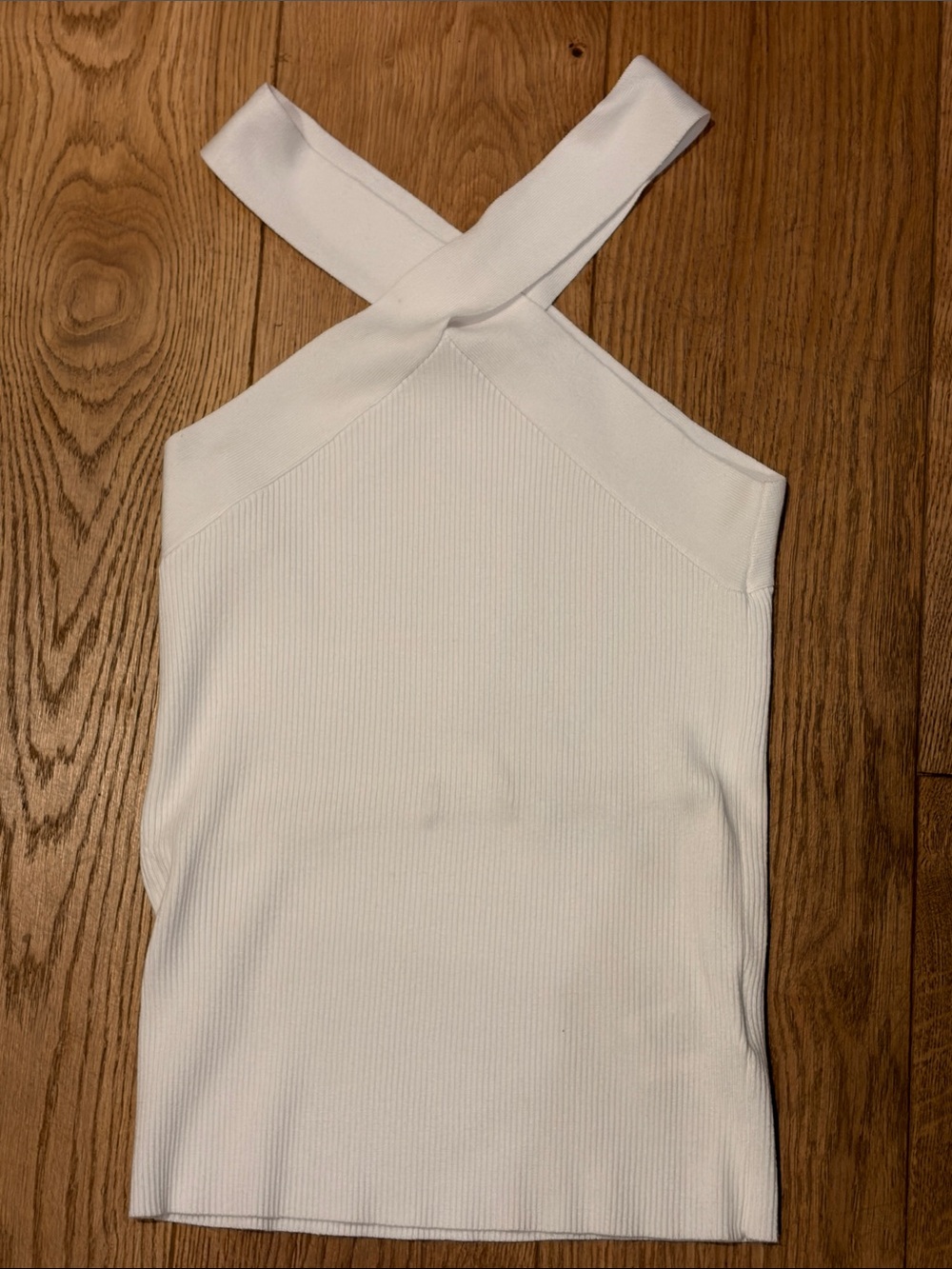 White Crisscross Halter Knit Dress